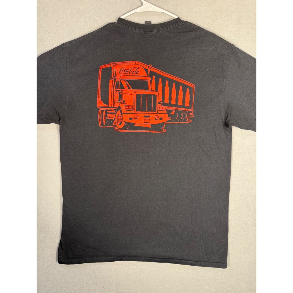 Coca-Cola Semi Truck Graphic T-Shirt Mens Large Black Gildan Ultra Cotton Tee